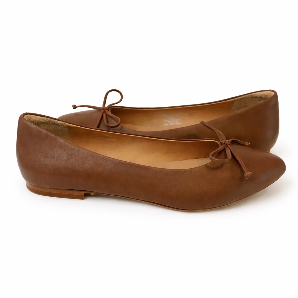 QUINCE Women's Brown Italian Leather Bow Ballet Flats 9.5 - Picture 4 of 8